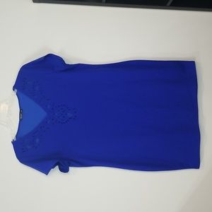 SHEIN CURVE Royal Blue Laser Cut V-Neck Bodycon Dress - 4XL